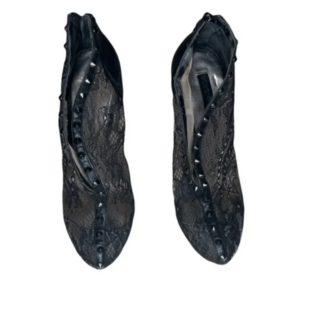 BCBG Maxazria Black Whim Lace Studded High Heel Booties Sz 6M - Picture 2 of 9